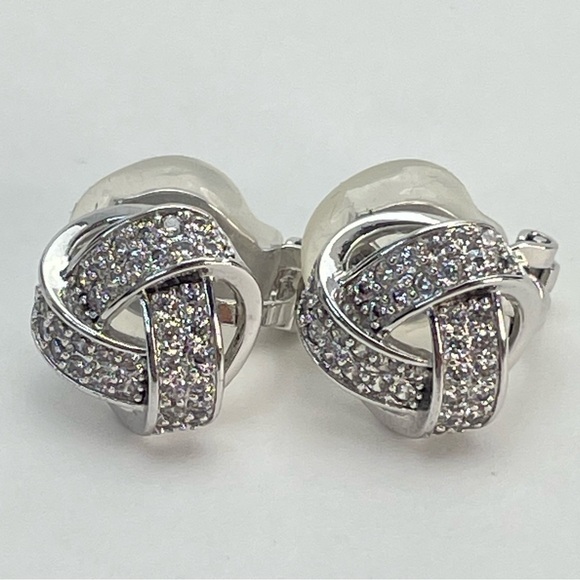 CRYSTAL Knot Clip On Earrings - Picture 7 of 10